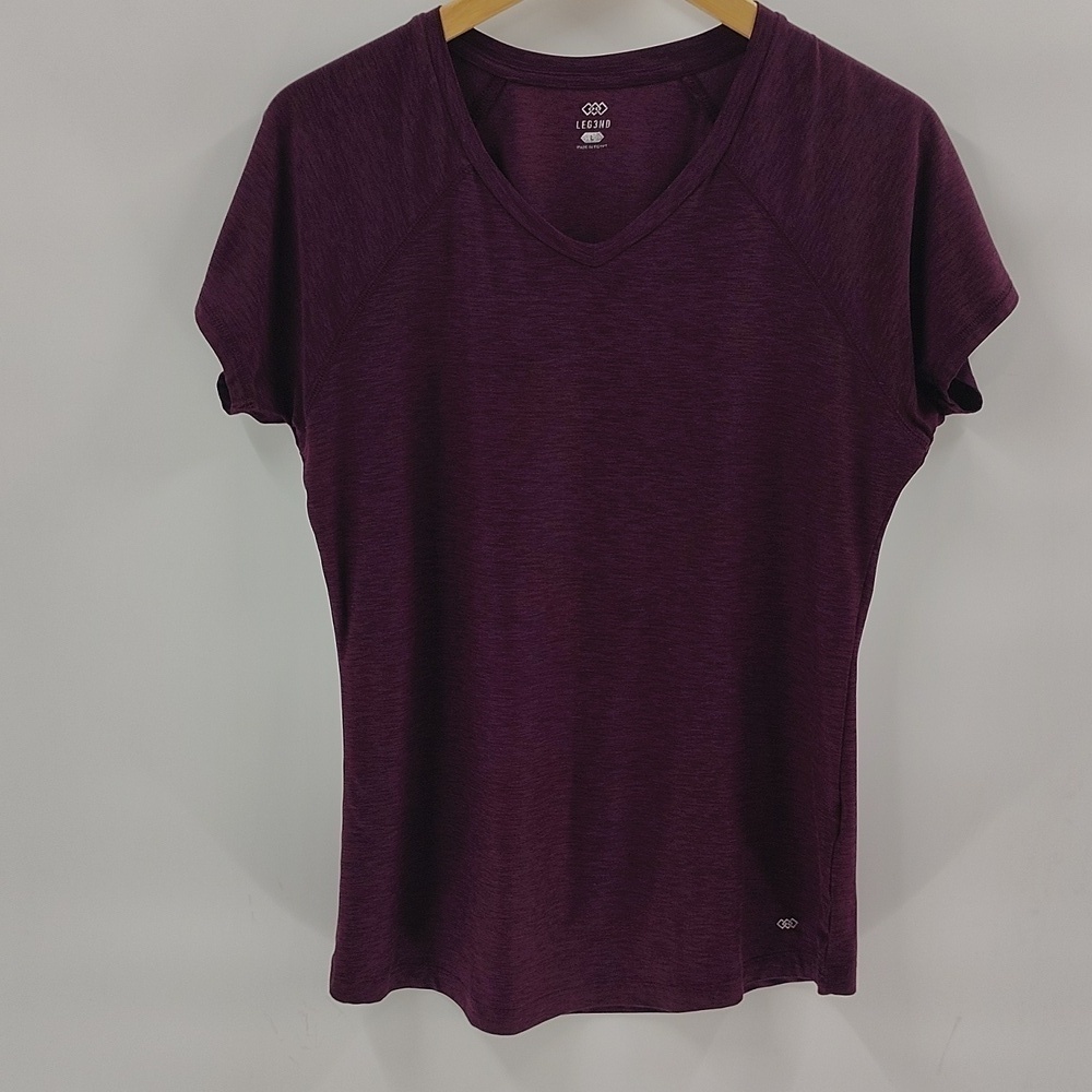 Leg3nd Sportswear Active Athletic Shirt Top Size Large Plum Purple V Neck